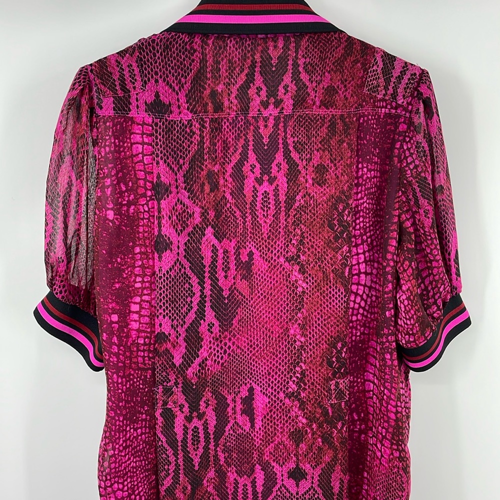 Anne Klein Magenta Python Print Sheer Button Fron… - image 4
